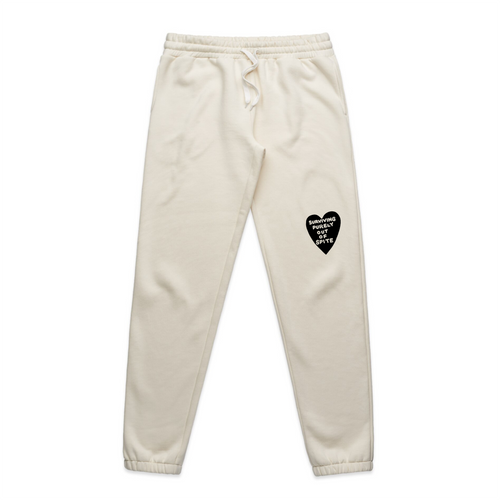 Spite Track Pants by Lonely Kids Club. All clothing from our T-shirts to our shorts and hoodies are ethically made, and printed packed and shipped from Sydney.