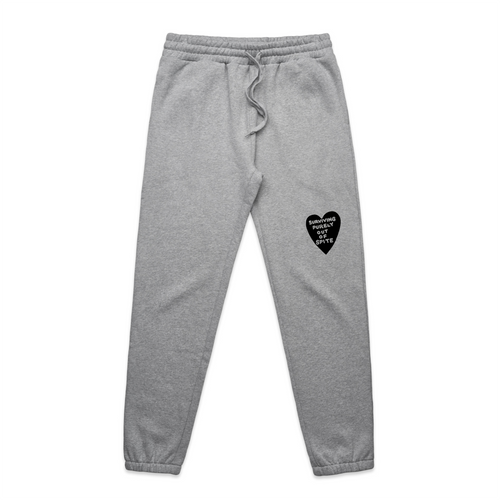 Spite Track Pants by Lonely Kids Club. All clothing from our T-shirts to our shorts and hoodies are ethically made, and printed packed and shipped from Sydney.