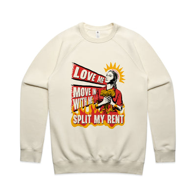 Split My Rent Jumper by Lonely Kids Club. All clothing from our T-shirts to our shorts and hoodies are ethically made, and printed packed and shipped from Sydney.