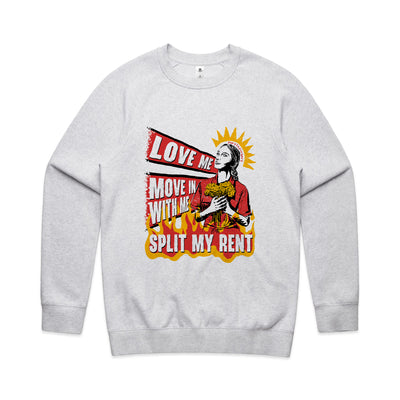 Split My Rent Jumper by Lonely Kids Club. All clothing from our T-shirts to our shorts and hoodies are ethically made, and printed packed and shipped from Sydney.