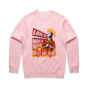 Split My Rent Jumper by Lonely Kids Club. All clothing from our T-shirts to our shorts and hoodies are ethically made, and printed packed and shipped from Sydney.