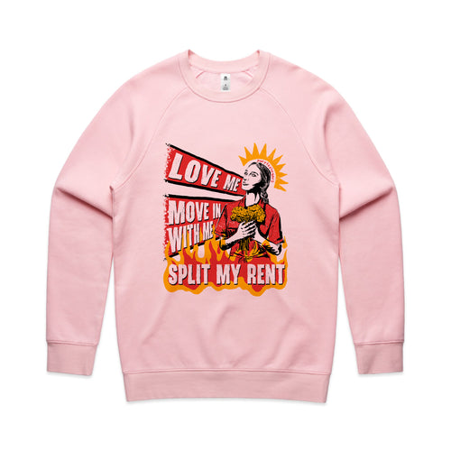 Split My Rent Jumper by Lonely Kids Club. All clothing from our T-shirts to our shorts and hoodies are ethically made, and printed packed and shipped from Sydney.