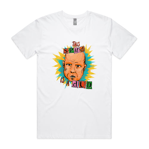 Spud Dud Tee by Lonely Kids Club. All clothing from our T-shirts to our shorts and hoodies are ethically made, and printed packed and shipped from Sydney.