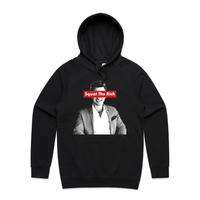 Squat The Rich Hoodie by Lonely Kids Club. All clothing from our T-shirts to our shorts and hoodies are ethically made, and printed packed and shipped from Sydney.