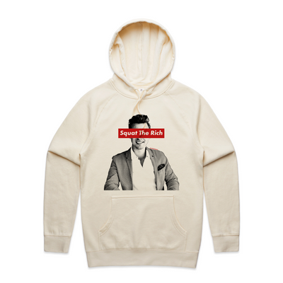 Squat The Rich Hoodie by Lonely Kids Club. All clothing from our T-shirts to our shorts and hoodies are ethically made, and printed packed and shipped from Sydney.