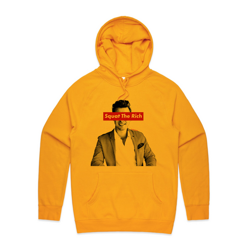 Squat The Rich Hoodie by Lonely Kids Club. All clothing from our T-shirts to our shorts and hoodies are ethically made, and printed packed and shipped from Sydney.