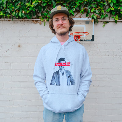 Squat The Rich Hoodie by Lonely Kids Club. All clothing from our T-shirts to our shorts and hoodies are ethically made, and printed packed and shipped from Sydney.