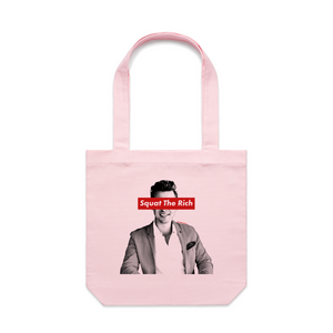 Squat The Rich Tote by Lonely Kids Club. All clothing from our T-shirts to our shorts and hoodies are ethically made, and printed packed and shipped from Sydney.