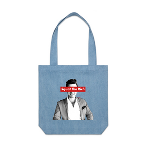 Squat The Rich Tote by Lonely Kids Club. All clothing from our T-shirts to our shorts and hoodies are ethically made, and printed packed and shipped from Sydney.