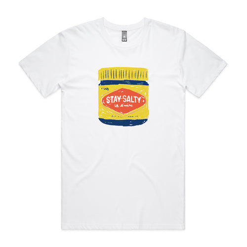 Stay Salty Tee by Lonely Kids Club. All clothing from our T-shirts to our shorts and hoodies are ethically made, and printed packed and shipped from Sydney.