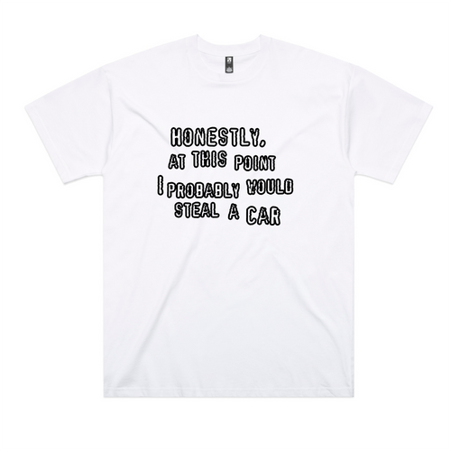 Would Steal A Car Oversized Tee by Lonely Kids Club. All clothing from our T-shirts to our shorts and hoodies are ethically made, and printed packed and shipped from Sydney.