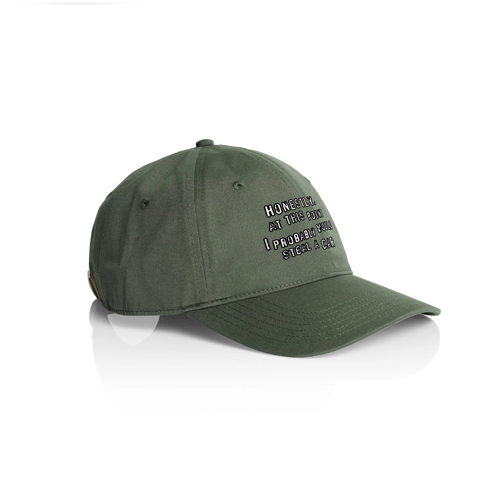 Army classic cap with Would Steal A Car Hat graphic by Lonely Kids Club