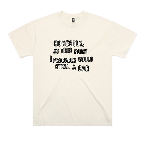Would Steal A Car Oversized Tee by Lonely Kids Club. All clothing from our T-shirts to our shorts and hoodies are ethically made, and printed packed and shipped from Sydney.