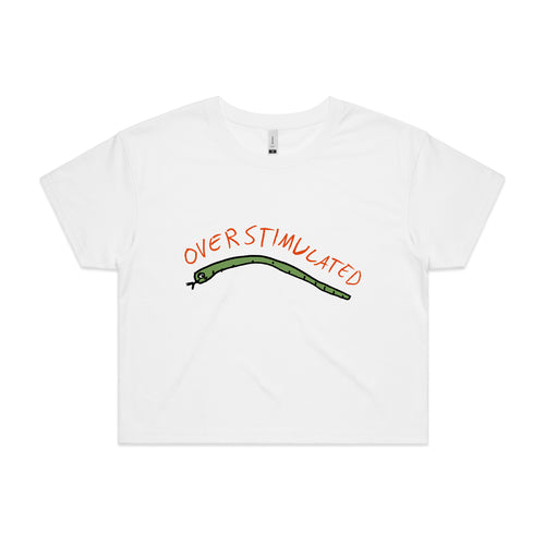 Overstimulated Snake Tee by Lonely Kids Club. All clothing from our T-shirts to our shorts and hoodies are ethically made, and printed packed and shipped from Sydney.