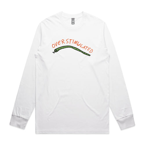 Overstimulated Snake Tee by Lonely Kids Club. All clothing from our T-shirts to our shorts and hoodies are ethically made, and printed packed and shipped from Sydney.