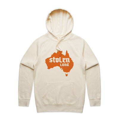 Stolen Land Charity Hoodie by Lonely Kids Club. All clothing from our T-shirts to our shorts and hoodies are ethically made, and printed packed and shipped from Sydney.