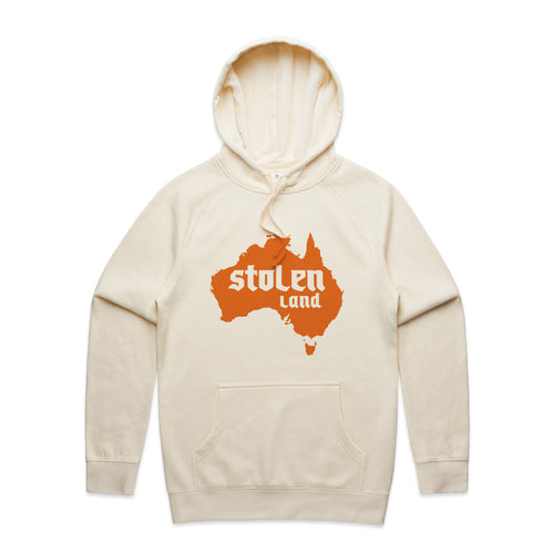 Stolen Land Charity Hoodie by Lonely Kids Club. All clothing from our T-shirts to our shorts and hoodies are ethically made, and printed packed and shipped from Sydney.