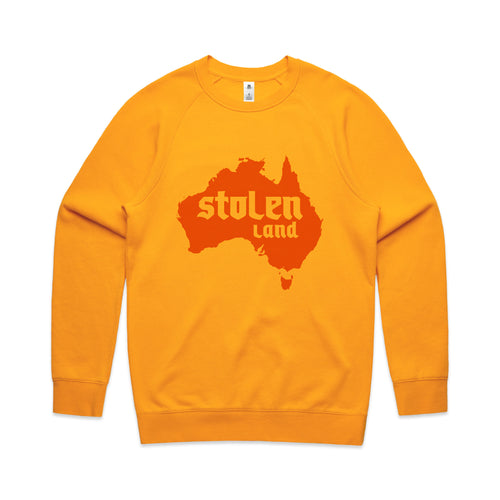 Stolen Land Charity Jumper by Lonely Kids Club. All clothing from our T-shirts to our shorts and hoodies are ethically made, and printed packed and shipped from Sydney.