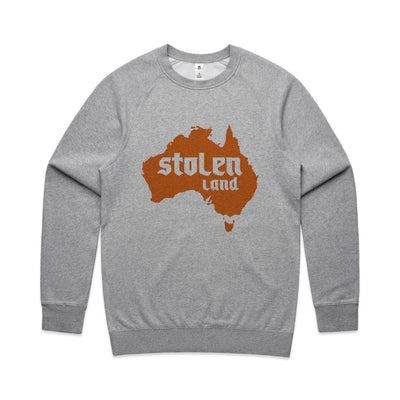 Stolen Land Charity Jumper by Lonely Kids Club. All clothing from our T-shirts to our shorts and hoodies are ethically made, and printed packed and shipped from Sydney.