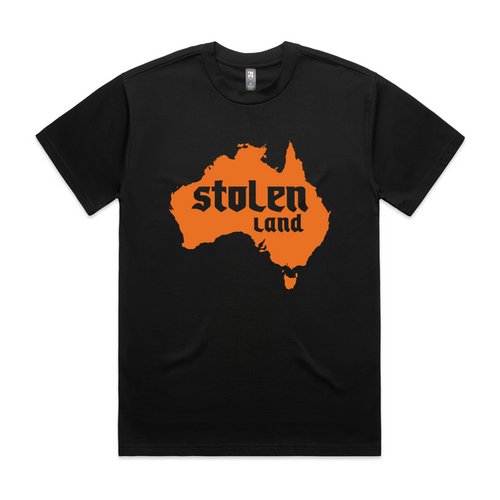 Stolen Land Oversized Charity Tee by Lonely Kids Club. All clothing from our T-shirts to our shorts and hoodies are ethically made, and printed packed and shipped from Sydney.
