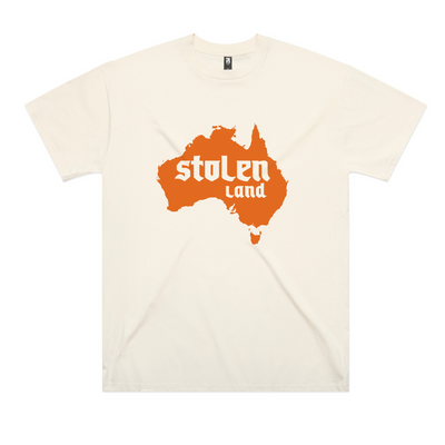 Stolen Land Oversized Charity Tee by Lonely Kids Club. All clothing from our T-shirts to our shorts and hoodies are ethically made, and printed packed and shipped from Sydney.