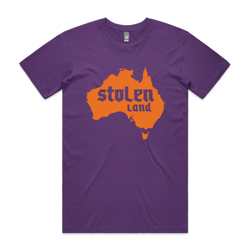 Stolen Land Charity Tee by Lonely Kids Club. All clothing from our T-shirts to our shorts and hoodies are ethically made, and printed packed and shipped from Sydney.