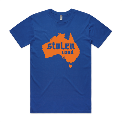 Stolen Land Charity Tee by Lonely Kids Club. All clothing from our T-shirts to our shorts and hoodies are ethically made, and printed packed and shipped from Sydney.