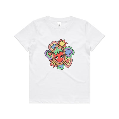 Strawberry Kids Tee by Lonely Kids Club. All clothing from our T-shirts to our shorts and hoodies are ethically made, and printed packed and shipped from Sydney.