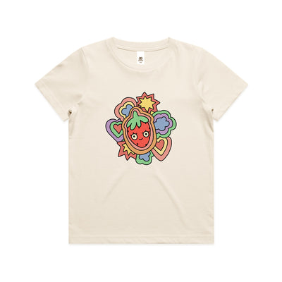 Strawberry Kids Tee by Lonely Kids Club. All clothing from our T-shirts to our shorts and hoodies are ethically made, and printed packed and shipped from Sydney.