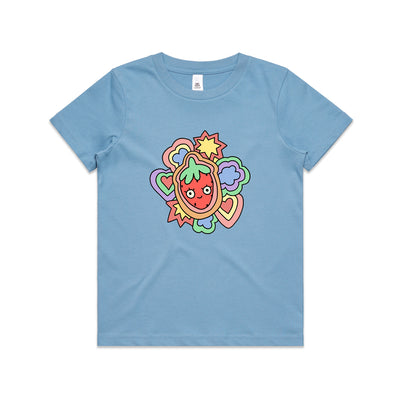 Strawberry Kids Tee by Lonely Kids Club. All clothing from our T-shirts to our shorts and hoodies are ethically made, and printed packed and shipped from Sydney.