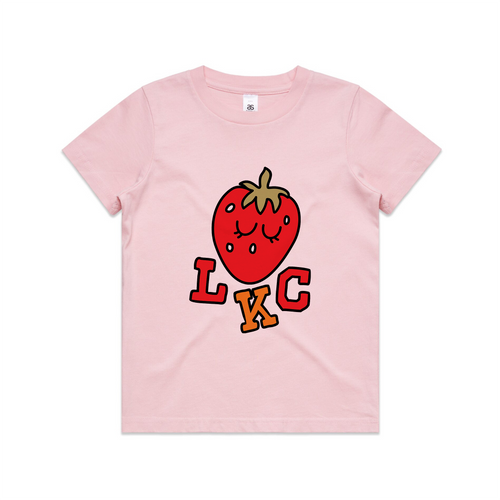 Strawberry Kids Tee by Lonely Kids Club. All clothing from our T-shirts to our shorts and hoodies are ethically made, and printed packed and shipped from Sydney.