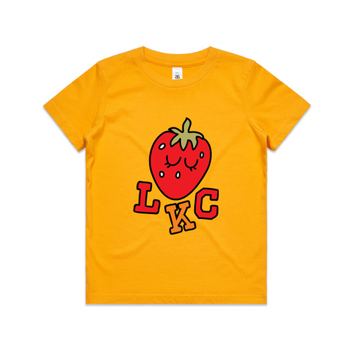 Strawberry Kids Tee by Lonely Kids Club. All clothing from our T-shirts to our shorts and hoodies are ethically made, and printed packed and shipped from Sydney.