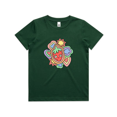 Strawberry Kids Tee by Lonely Kids Club. All clothing from our T-shirts to our shorts and hoodies are ethically made, and printed packed and shipped from Sydney.