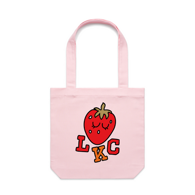 Strawberry Tote by Lonely Kids Club. All clothing from our T-shirts to our shorts and hoodies are ethically made, and printed packed and shipped from Sydney.