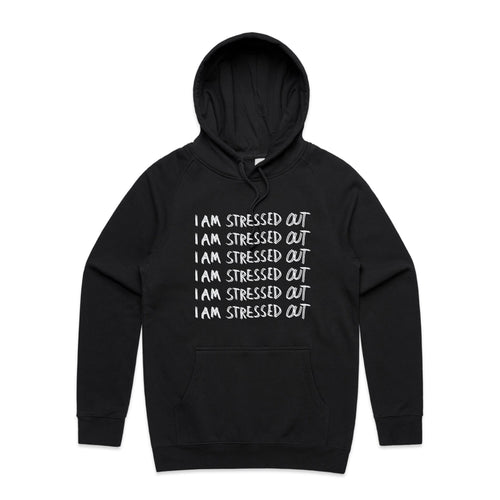 Stressed Out Hoodie by Lonely Kids Club. All clothing from our T-shirts to our shorts and hoodies are ethically made, and printed packed and shipped from Sydney.