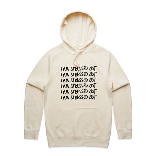 Stressed Out Hoodie by Lonely Kids Club. All clothing from our T-shirts to our shorts and hoodies are ethically made, and printed packed and shipped from Sydney.
