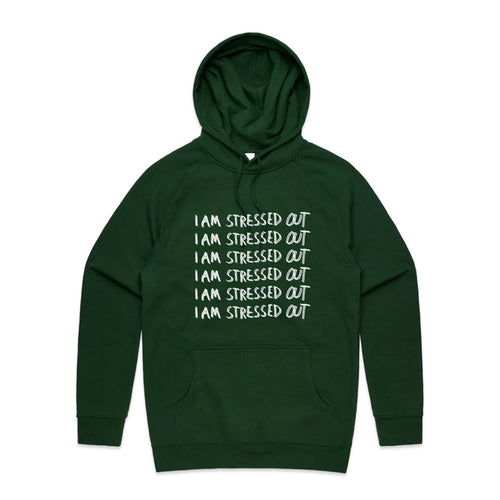 Stressed Out Hoodie by Lonely Kids Club. All clothing from our T-shirts to our shorts and hoodies are ethically made, and printed packed and shipped from Sydney.
