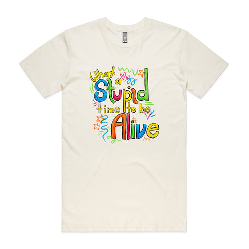 Stupid Time Tee by Lonely Kids Club. All clothing from our T-shirts to our shorts and hoodies are ethically made, and printed packed and shipped from Sydney.