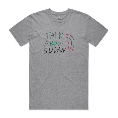 Talk About Sudan Charity Tee by Lonely Kids Club. All clothing from our T-shirts to our shorts and hoodies are ethically made, and printed packed and shipped from Sydney.