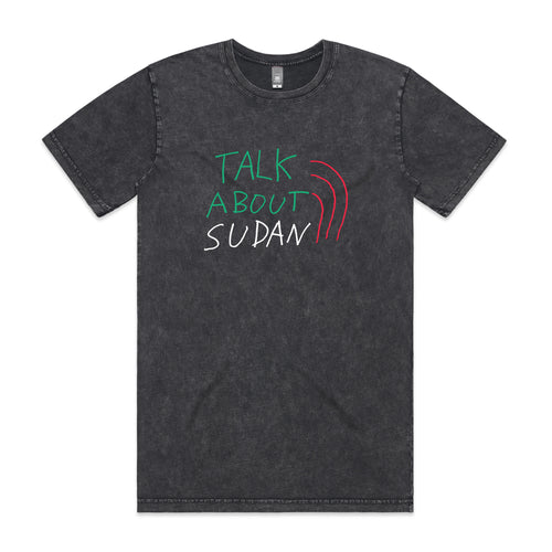 Talk About Sudan Charity Tee by Lonely Kids Club. All clothing from our T-shirts to our shorts and hoodies are ethically made, and printed packed and shipped from Sydney.