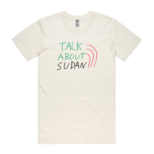 Talk About Sudan Charity Tee by Lonely Kids Club. All clothing from our T-shirts to our shorts and hoodies are ethically made, and printed packed and shipped from Sydney.