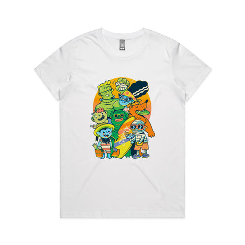 Summer Monsters Tee by Lonely Kids Club. All clothing from our T-shirts to our shorts and hoodies are ethically made, and printed packed and shipped from Sydney.