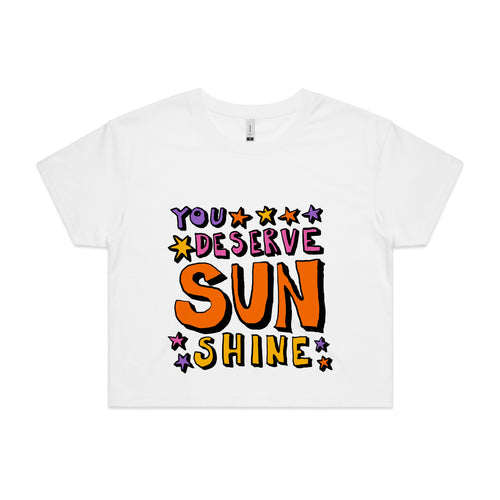 You Deserve Sunshine Tee by Lonely Kids Club. All clothing from our T-shirts to our shorts and hoodies are ethically made, and printed packed and shipped from Sydney.