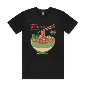 Super Ramen Tee by Lonely Kids Club. All clothing from our T-shirts to our shorts and hoodies are ethically made, and printed packed and shipped from Sydney.