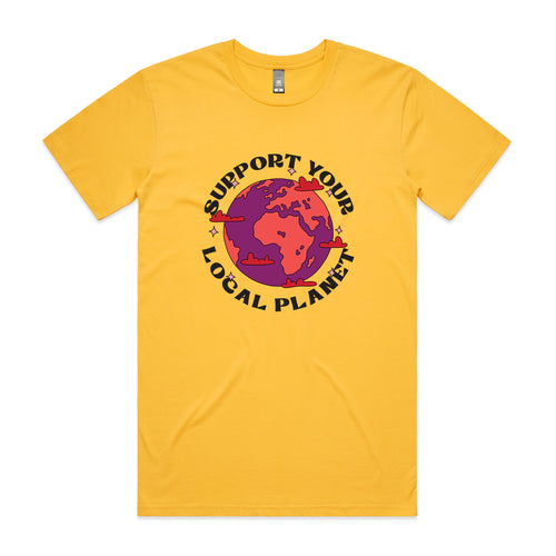 Support Your Local Planet Tee by Lonely Kids Club. All clothing from our T-shirts to our shorts and hoodies are ethically made, and printed packed and shipped from Sydney.