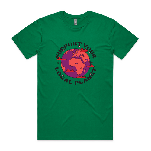 Support Your Local Planet Tee by Lonely Kids Club. All clothing from our T-shirts to our shorts and hoodies are ethically made, and printed packed and shipped from Sydney.