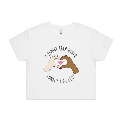 Support Each Other Tee by Lonely Kids Club. All clothing from our T-shirts to our shorts and hoodies are ethically made, and printed packed and shipped from Sydney.