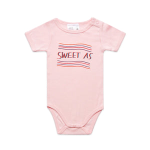 Sweet As Baby Onesie by Lonely Kids Club. All clothing from our T-shirts to our shorts and hoodies are ethically made, and printed packed and shipped from Sydney.