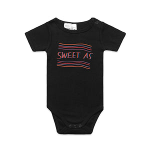 Sweet As Baby Onesie by Lonely Kids Club. All clothing from our T-shirts to our shorts and hoodies are ethically made, and printed packed and shipped from Sydney.