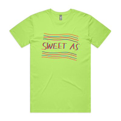 Sweet As Tee by Lonely Kids Club. All clothing from our T-shirts to our shorts and hoodies are ethically made, and printed packed and shipped from Sydney.